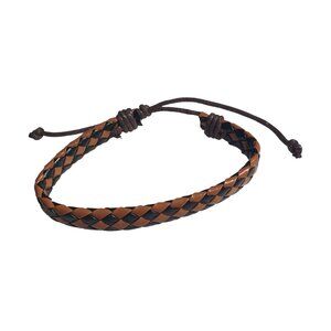 Braided Adjustable Brown Black Leather Bracelet Durable Handmade Artisan Gift